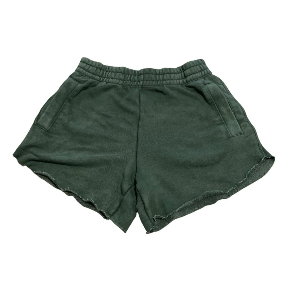 Aerie‎ Fleece Lounge Shorts Women XS Green Raw Hem Pockets Athleisure Comfy